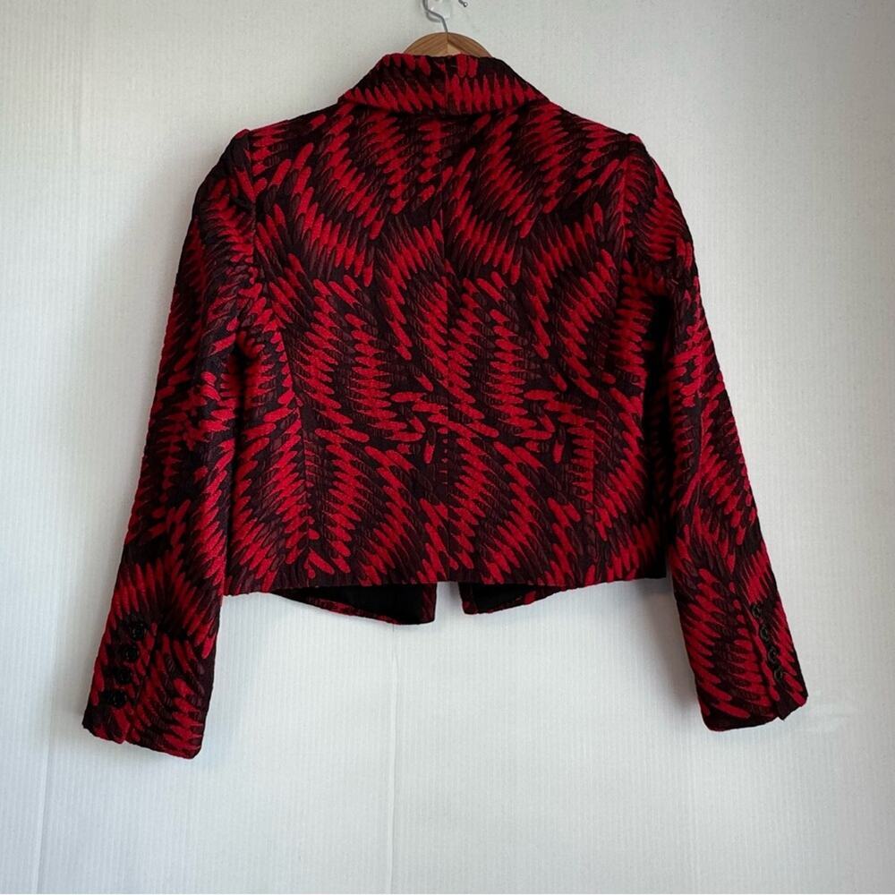 Alice + Olivia Joella blazer short length long sleeve red and black size small - Picture 9 of 9